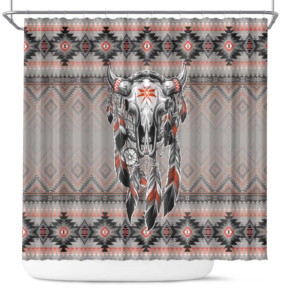 Native American Buffalo Skull Shower Curtain with Dream Catchers Feathers LT9