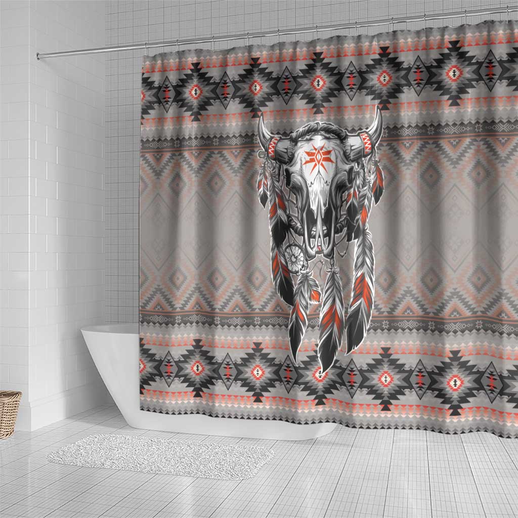 Native American Buffalo Skull Shower Curtain with Dream Catchers Feathers LT9