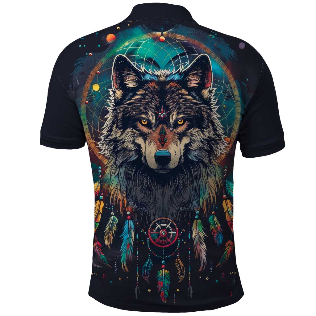 Native American Wolves Polo Shirt with Dream Catchers Feathers LT9