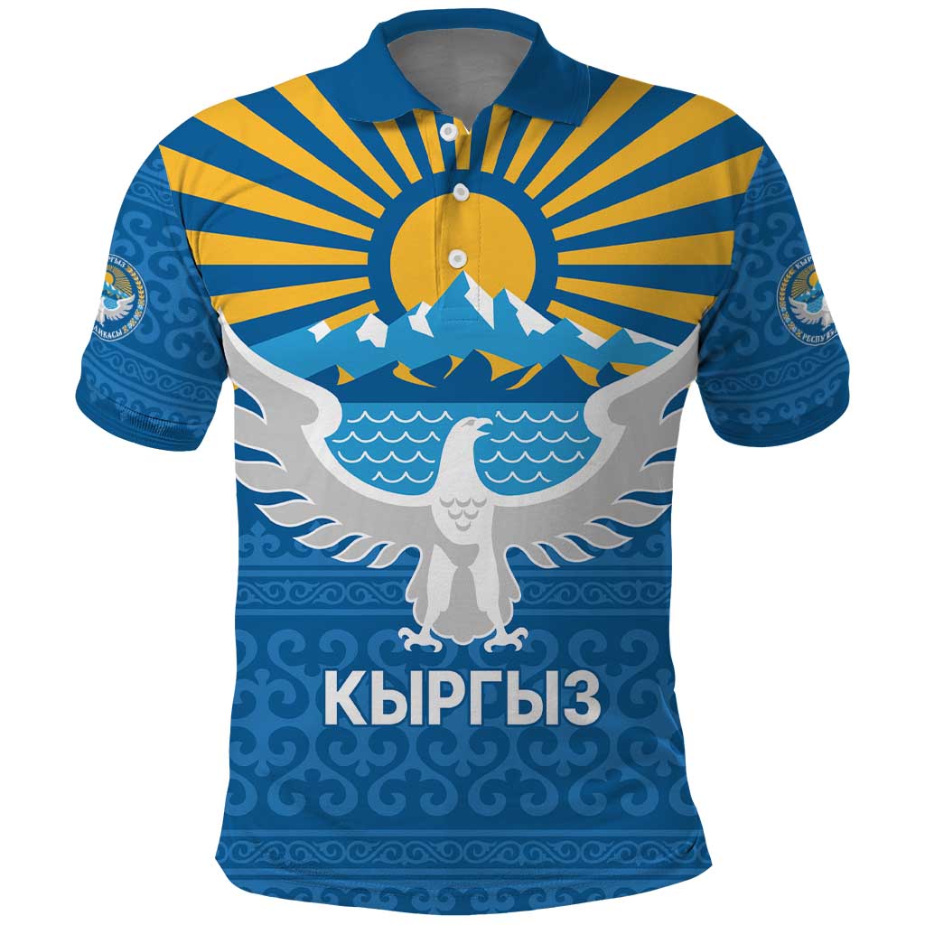 Kyrgyzstan Falcon Personalized Polo Shirt Tian Shan Mountains Rising Sun LT9