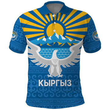 Kyrgyzstan Falcon Personalized Polo Shirt Tian Shan Mountains Rising Sun LT9