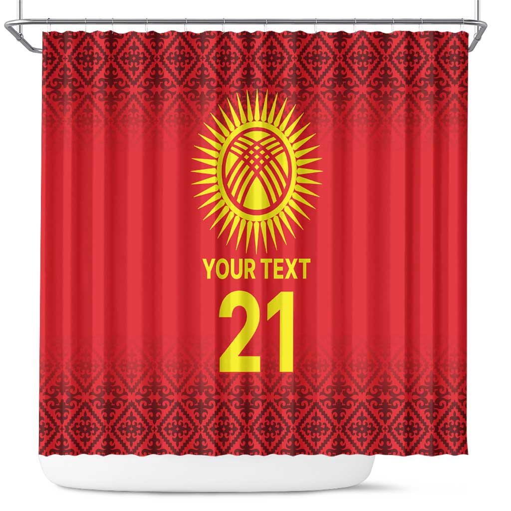 Kyrgyzstan Football Custom Shower Curtain Kazakh Pattern LT9