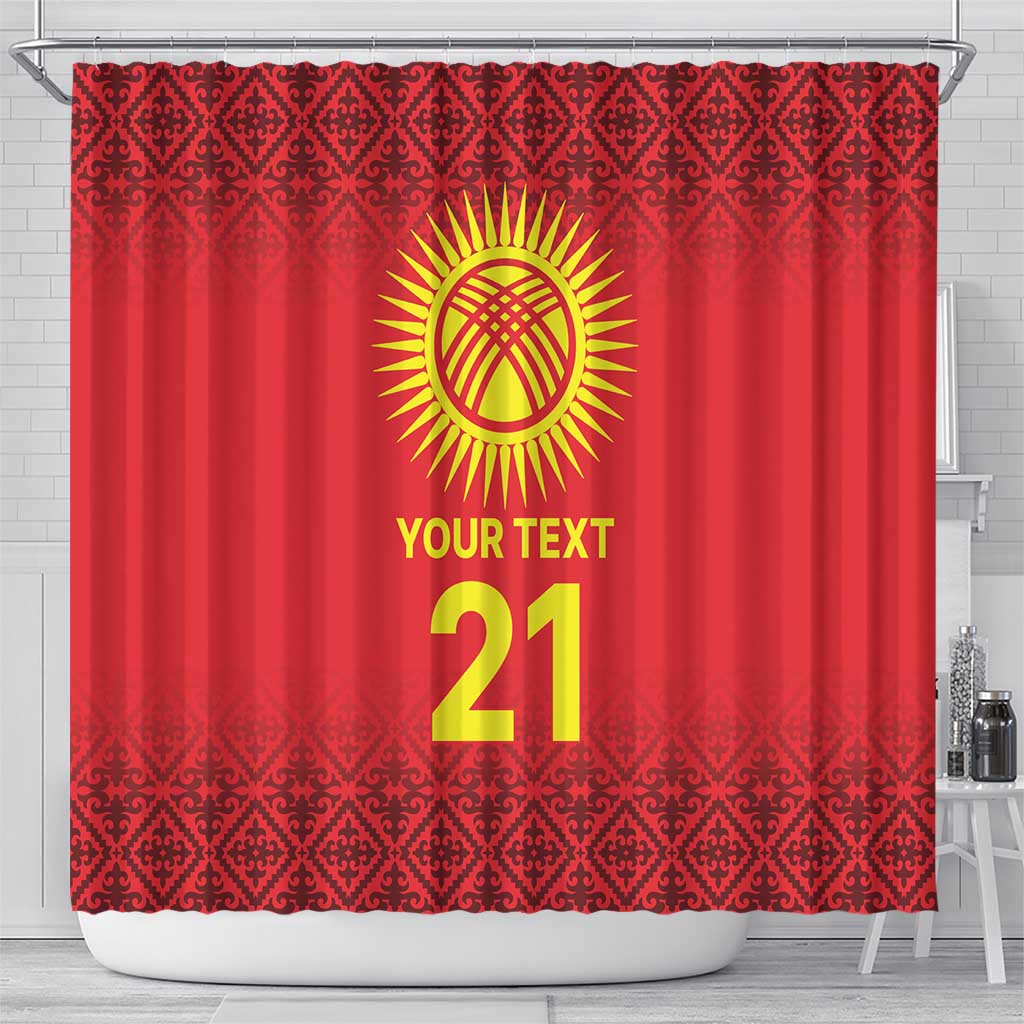 Kyrgyzstan Football Custom Shower Curtain Kazakh Pattern LT9