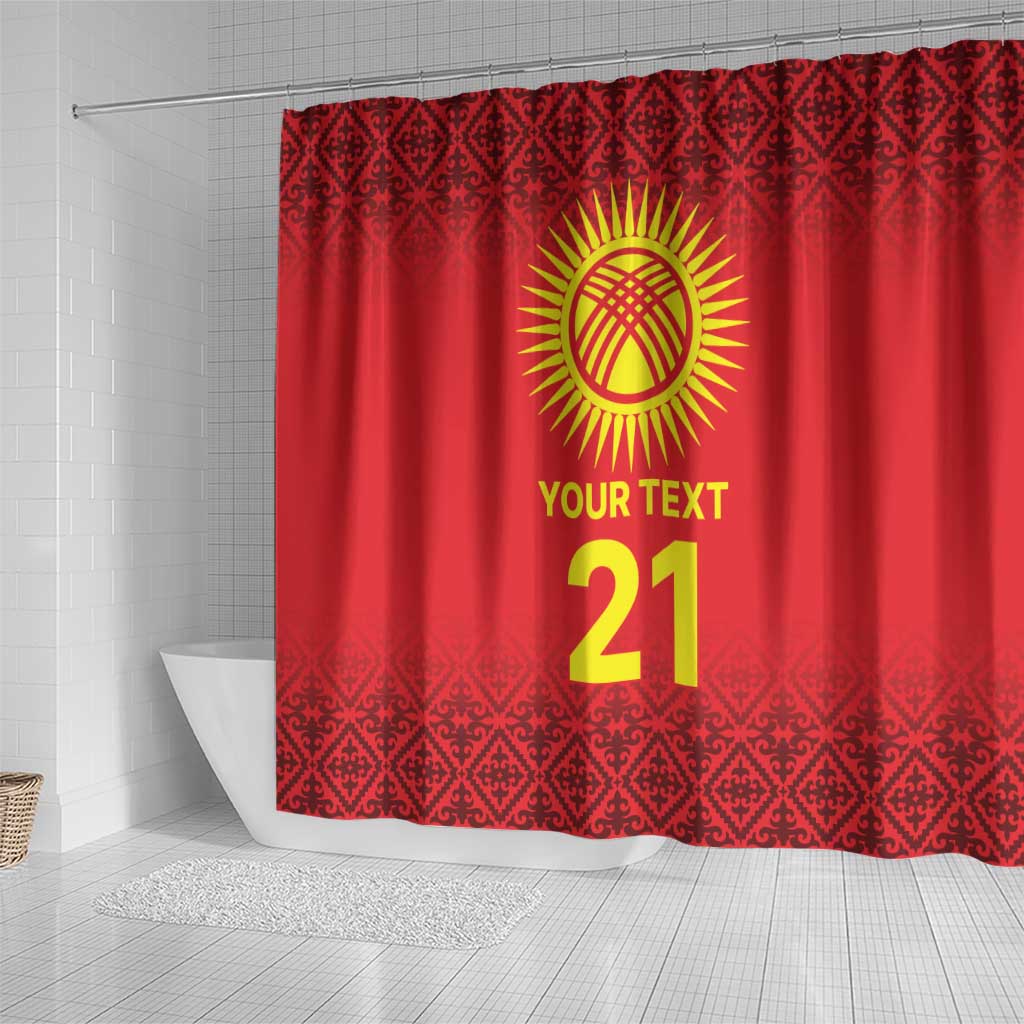 Kyrgyzstan Football Custom Shower Curtain Kazakh Pattern LT9