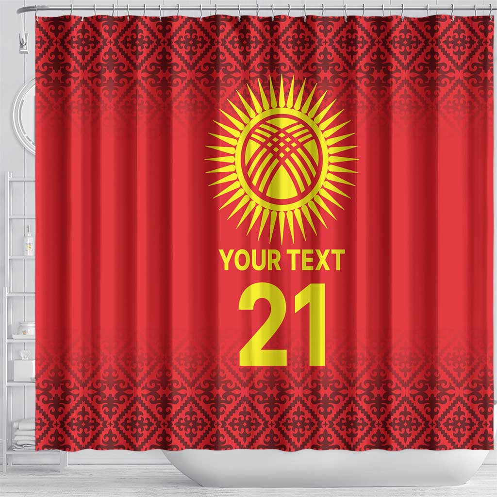 Kyrgyzstan Football Custom Shower Curtain Kazakh Pattern LT9