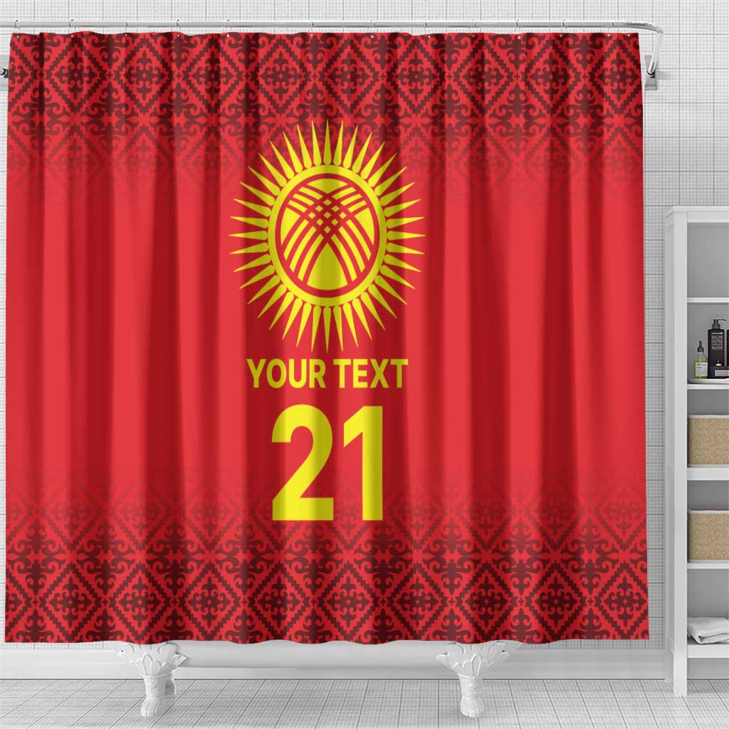Kyrgyzstan Football Custom Shower Curtain Kazakh Pattern LT9