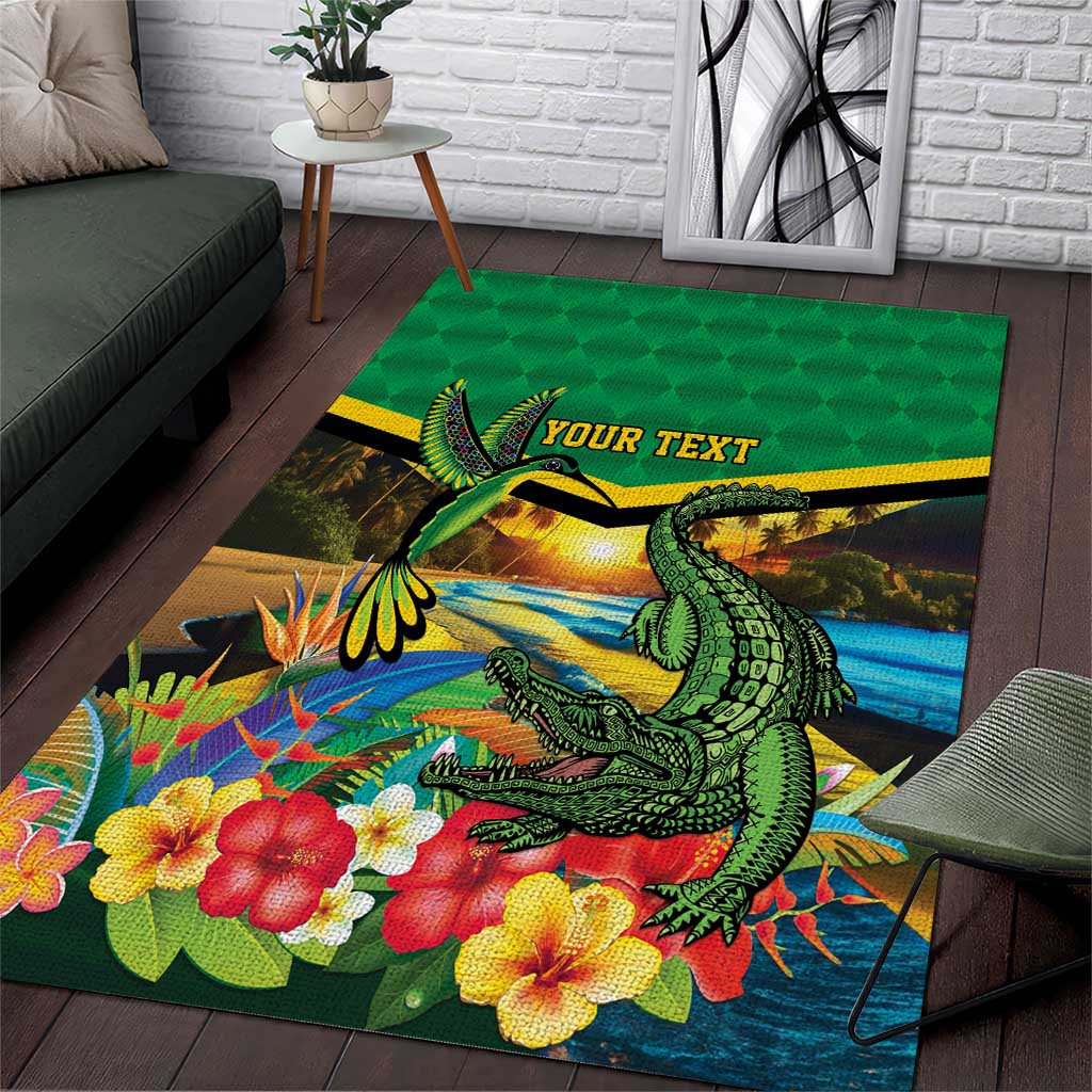 African Jamaica Personalized Area Rug Hummingbird and Crocodiles Tropical LT9