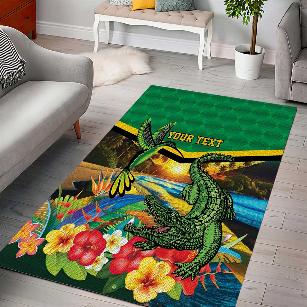 African Jamaica Personalized Area Rug Hummingbird and Crocodiles Tropical LT9