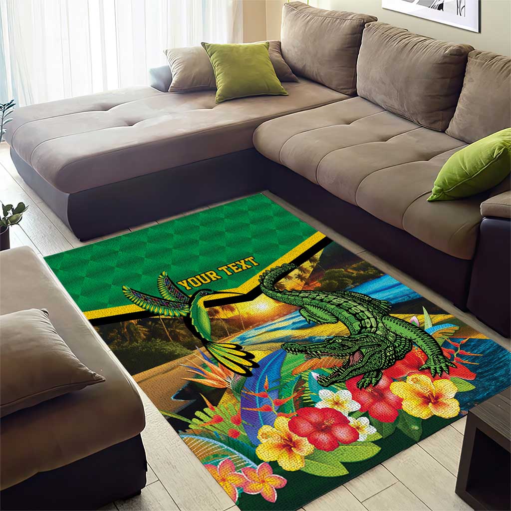 African Jamaica Personalized Area Rug Hummingbird and Crocodiles Tropical LT9
