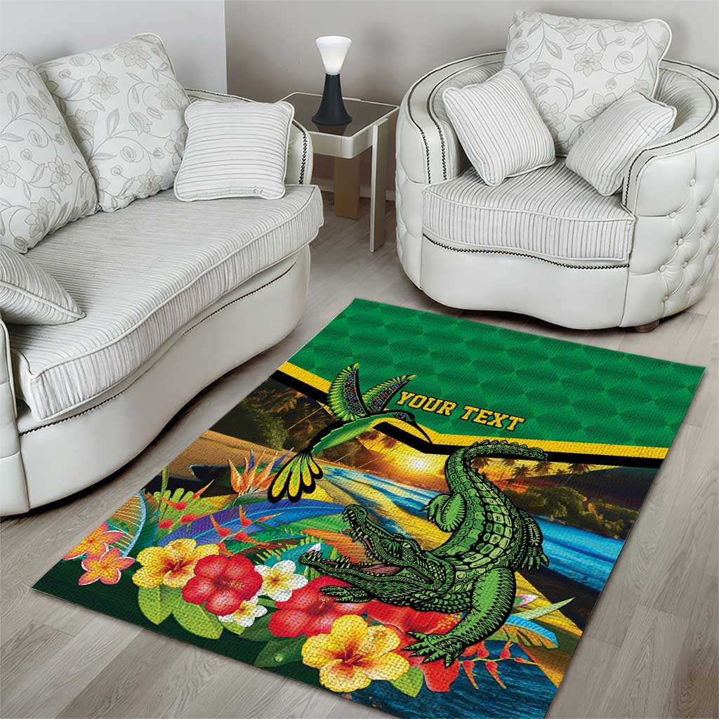 African Jamaica Personalized Area Rug Hummingbird and Crocodiles Tropical LT9