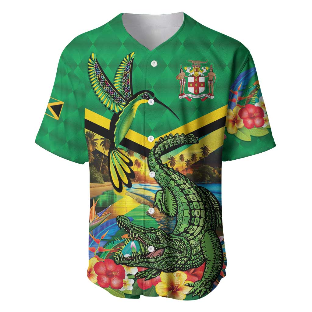 African Jamaica Personalized Baseball Jersey Hummingbird and Crocodiles Tropical LT9