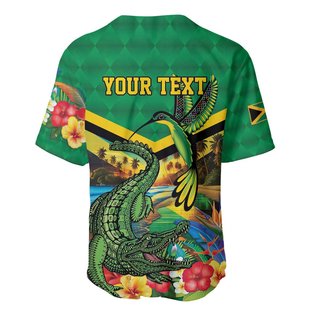 African Jamaica Personalized Baseball Jersey Hummingbird and Crocodiles Tropical LT9