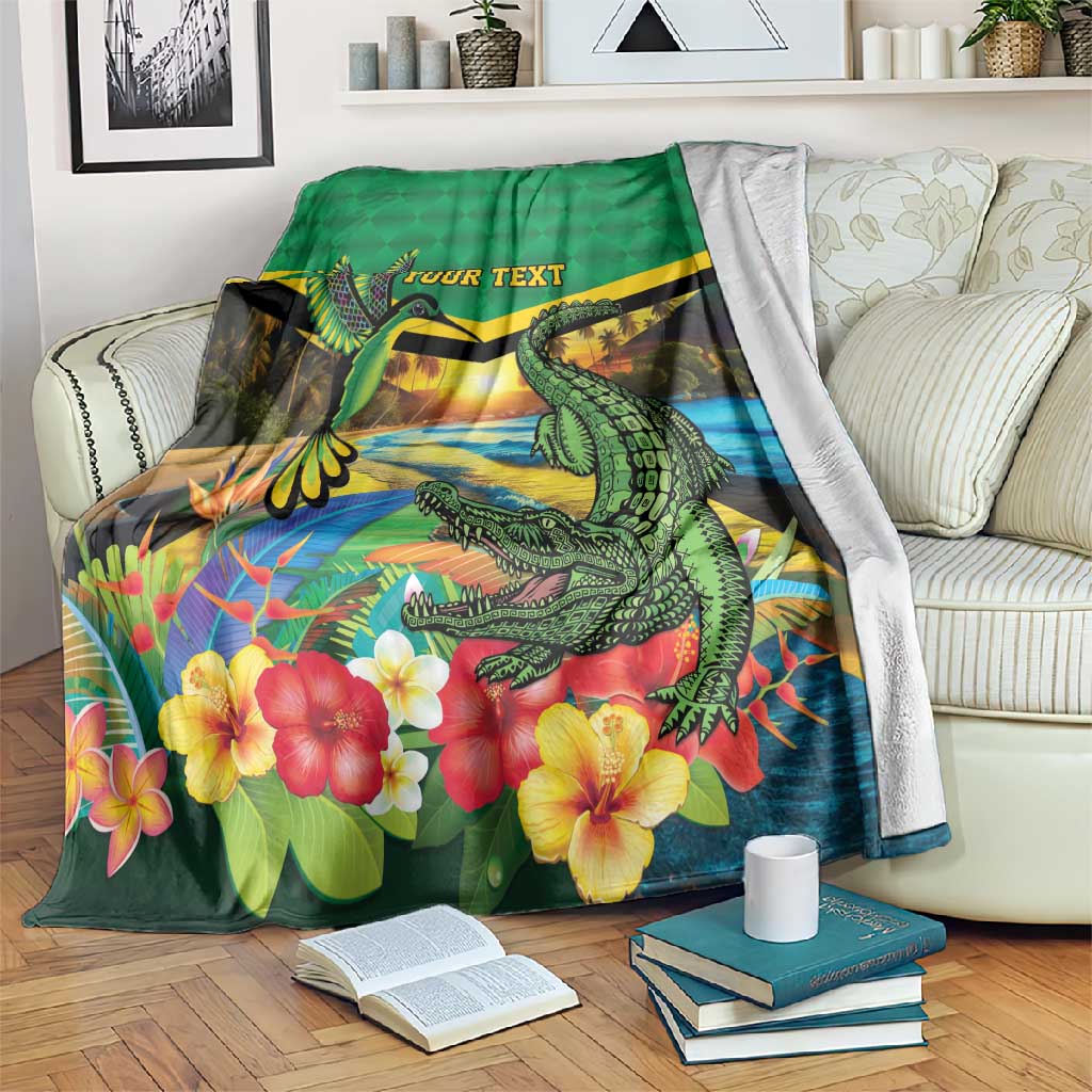 African Jamaica Personalized Blanket Hummingbird and Crocodiles Tropical LT9
