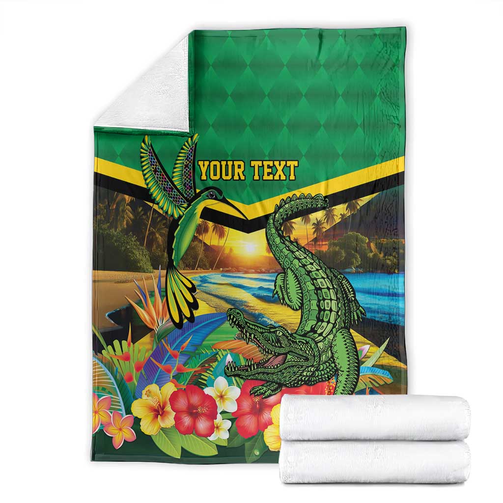 African Jamaica Personalized Blanket Hummingbird and Crocodiles Tropical LT9
