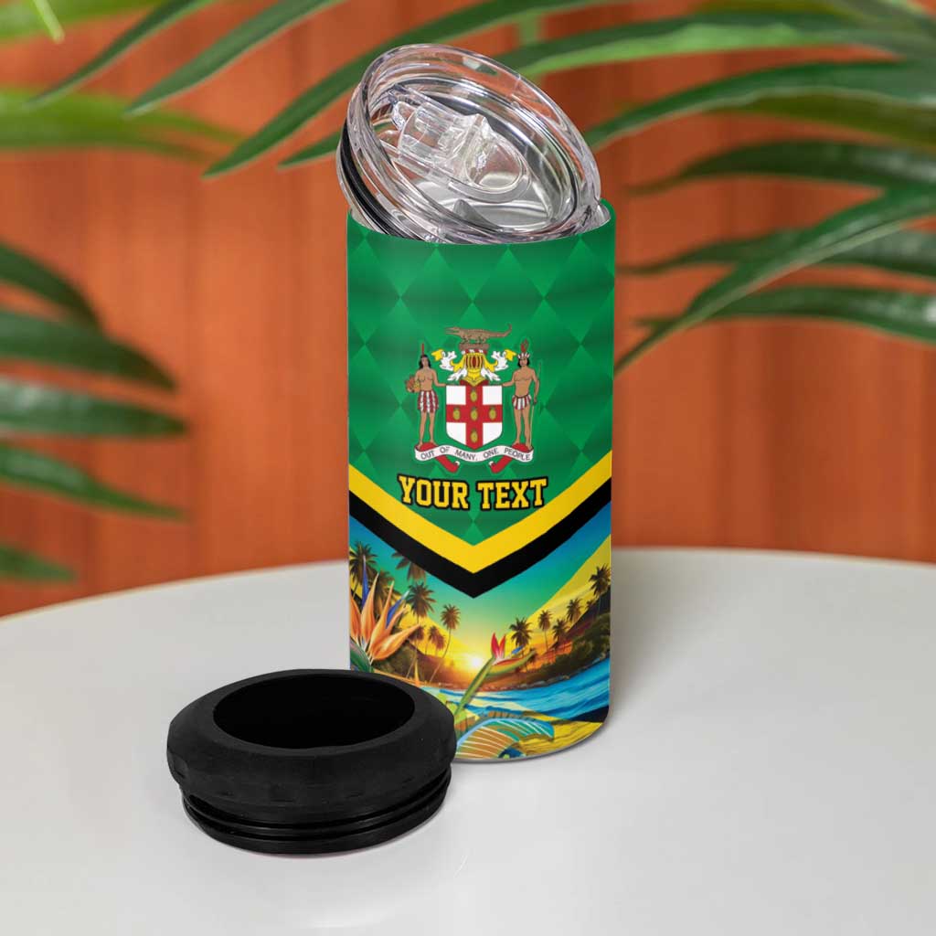African Jamaica Personalized 4 in 1 Can Cooler Tumbler Hummingbird and Crocodiles Tropical LT9