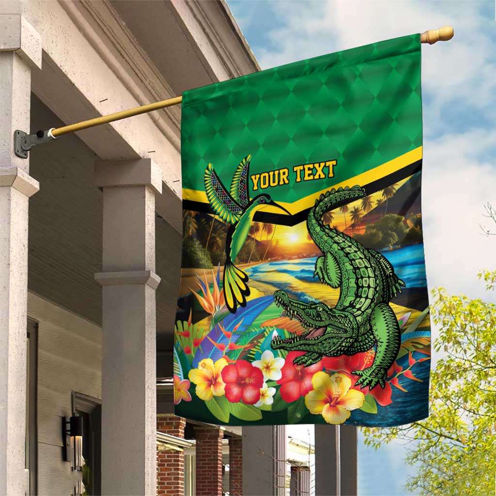 African Jamaica Personalized Garden Flag Hummingbird and Crocodiles Tropical LT9