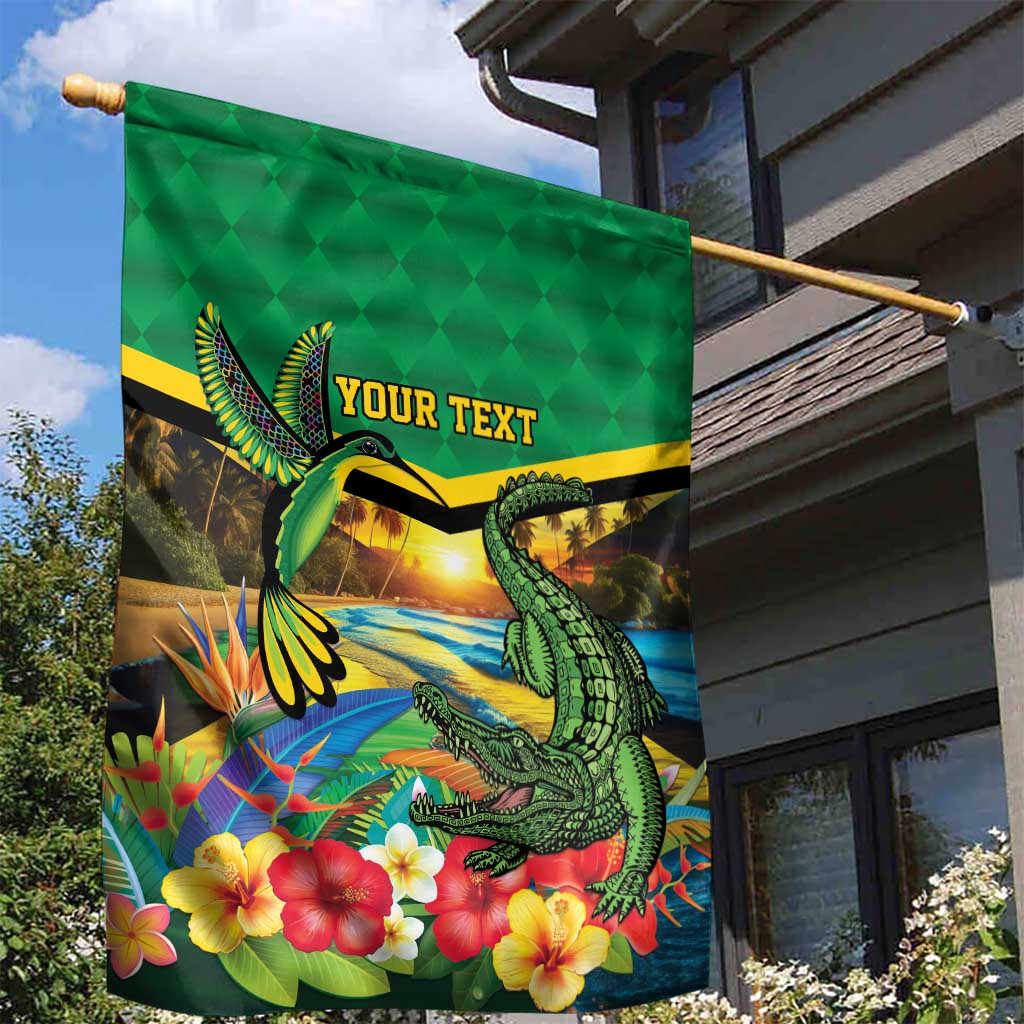 African Jamaica Personalized Garden Flag Hummingbird and Crocodiles Tropical LT9