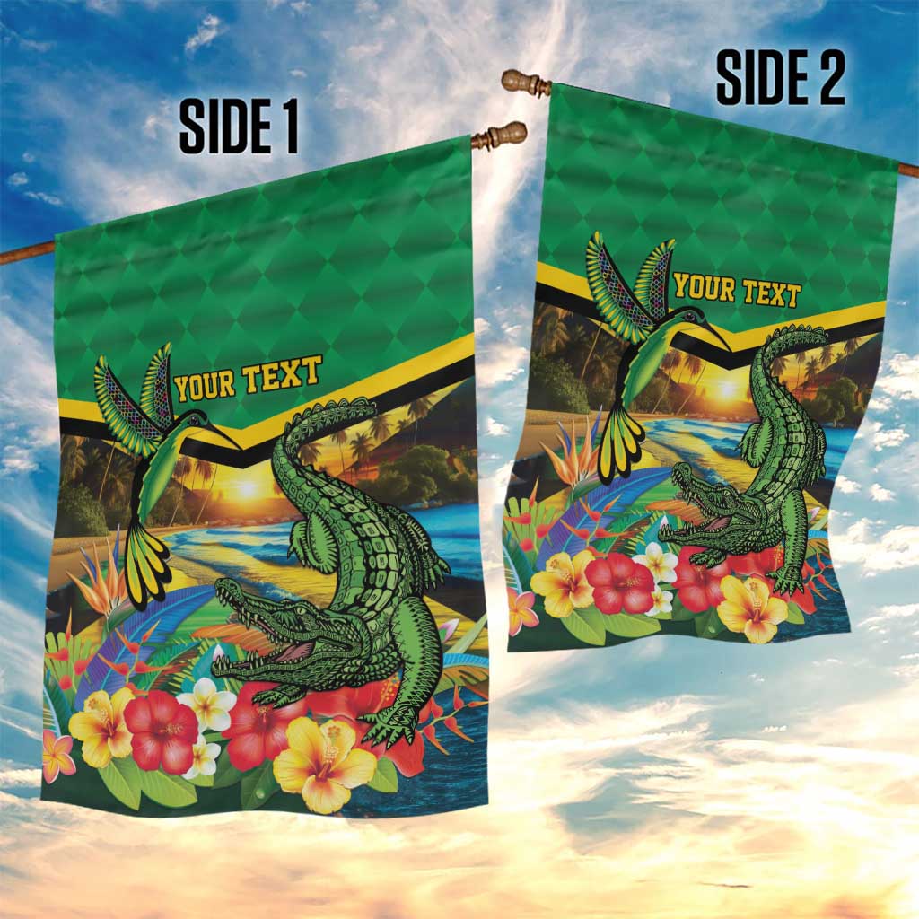 African Jamaica Personalized Garden Flag Hummingbird and Crocodiles Tropical LT9