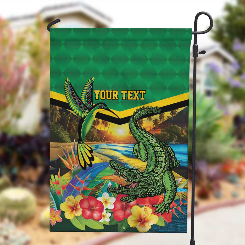 African Jamaica Personalized Garden Flag Hummingbird and Crocodiles Tropical LT9