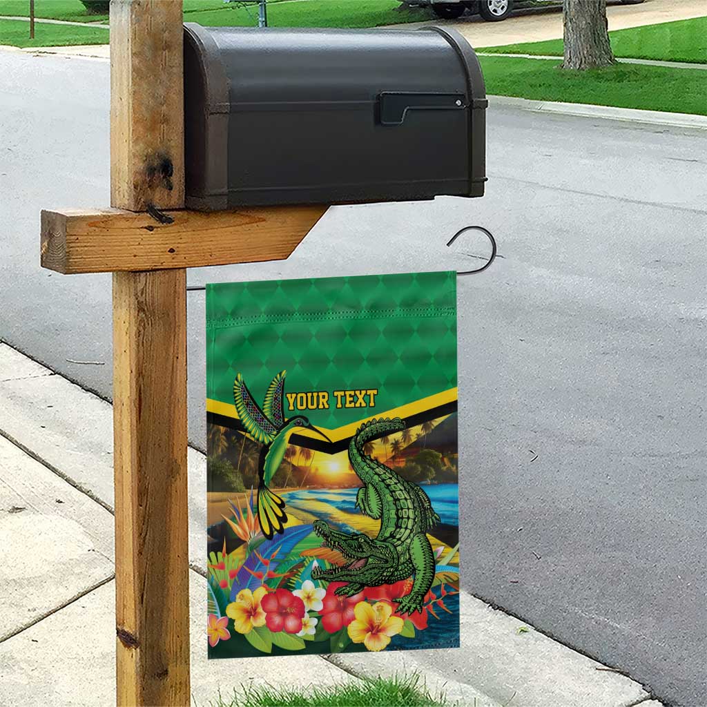 African Jamaica Personalized Garden Flag Hummingbird and Crocodiles Tropical LT9