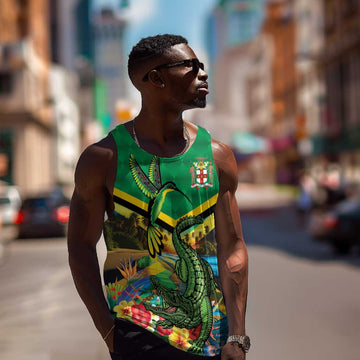 African Jamaica Personalized Men Tank Top Hummingbird and Crocodiles Tropical LT9