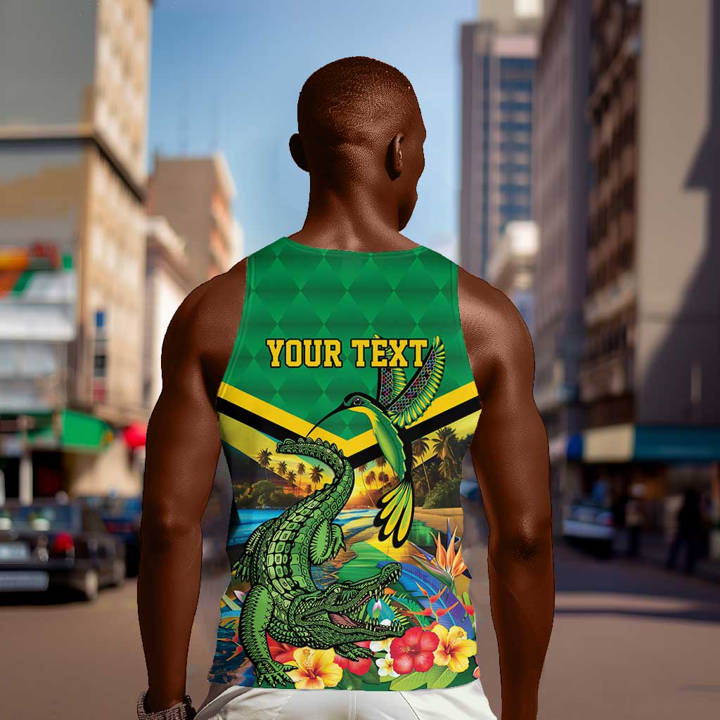 African Jamaica Personalized Men Tank Top Hummingbird and Crocodiles Tropical LT9