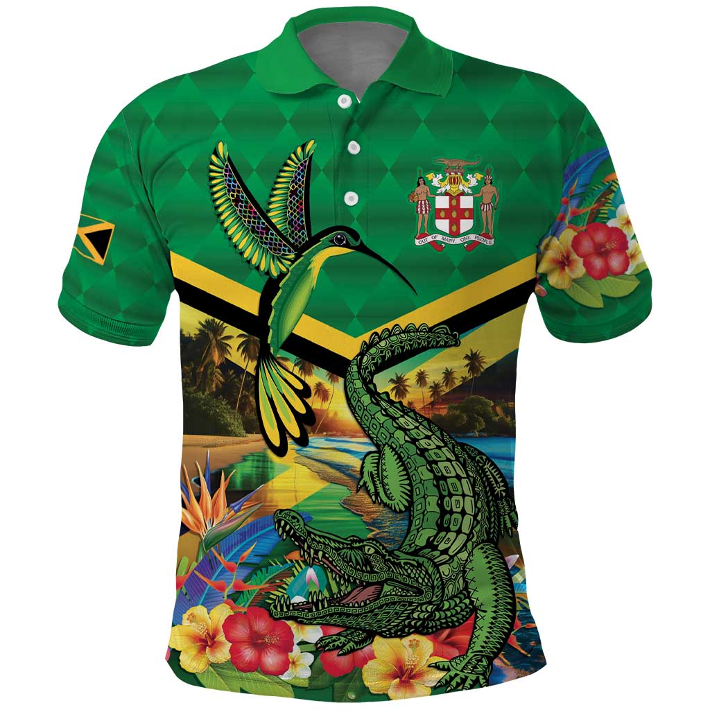 Jamaica Hummingbird and Crocodiles Personalized Polo Shirt LT9