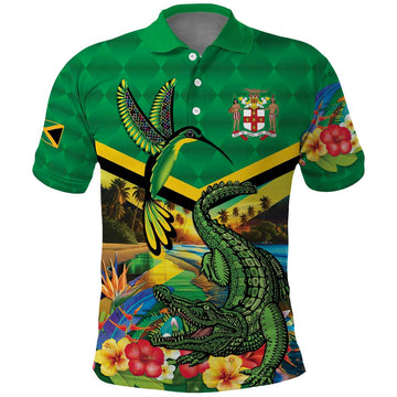 Jamaica Hummingbird and Crocodiles Personalized Polo Shirt LT9