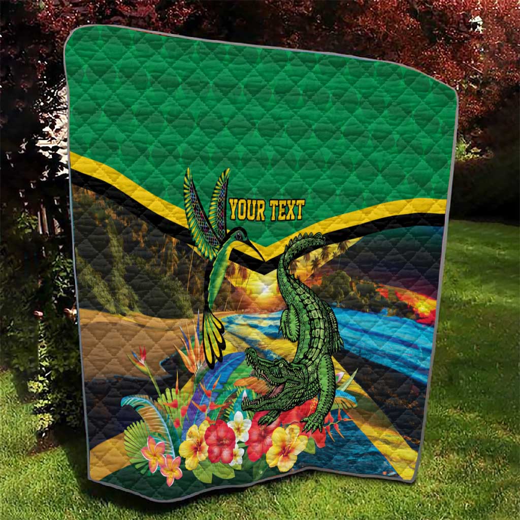 African Jamaica Personalized Quilt Hummingbird and Crocodiles Tropical LT9