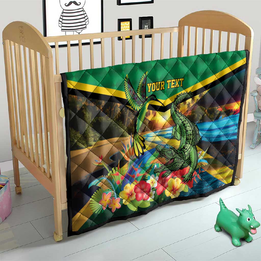 African Jamaica Personalized Quilt Hummingbird and Crocodiles Tropical LT9