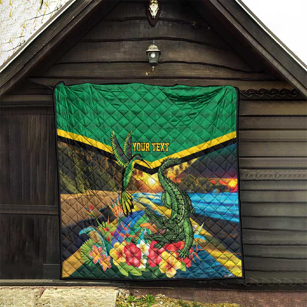African Jamaica Personalized Quilt Hummingbird and Crocodiles Tropical LT9