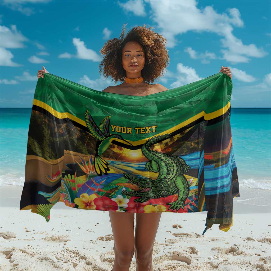 African Jamaica Personalized Sarong Hummingbird and Crocodiles Tropical LT9