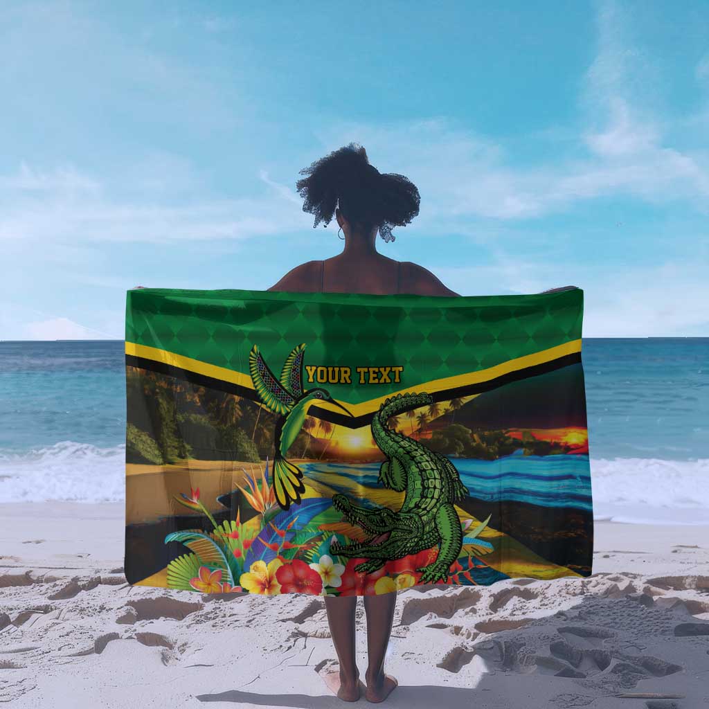 African Jamaica Personalized Sarong Hummingbird and Crocodiles Tropical LT9