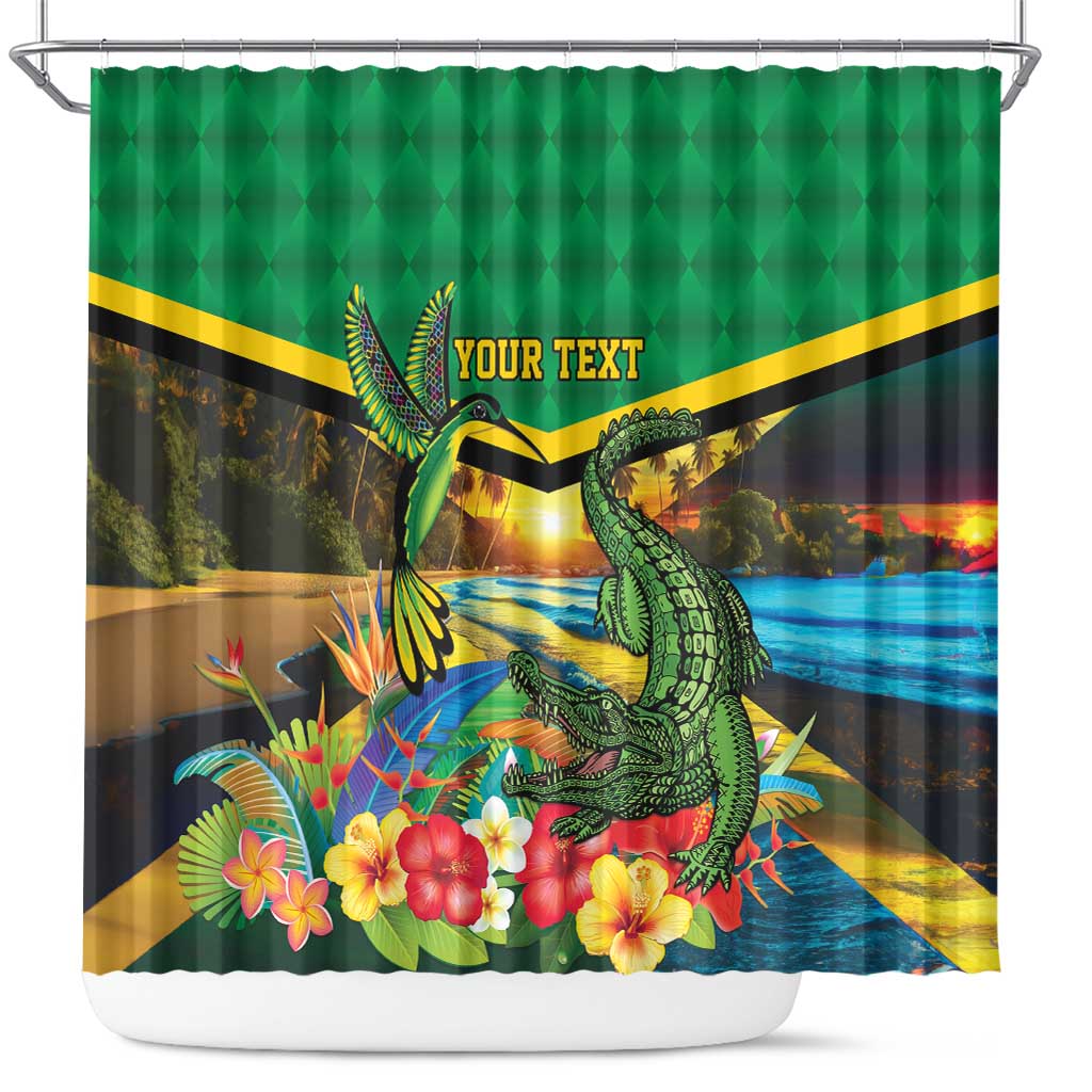Jamaica Hummingbird and Crocodiles Personalized Shower Curtain LT9