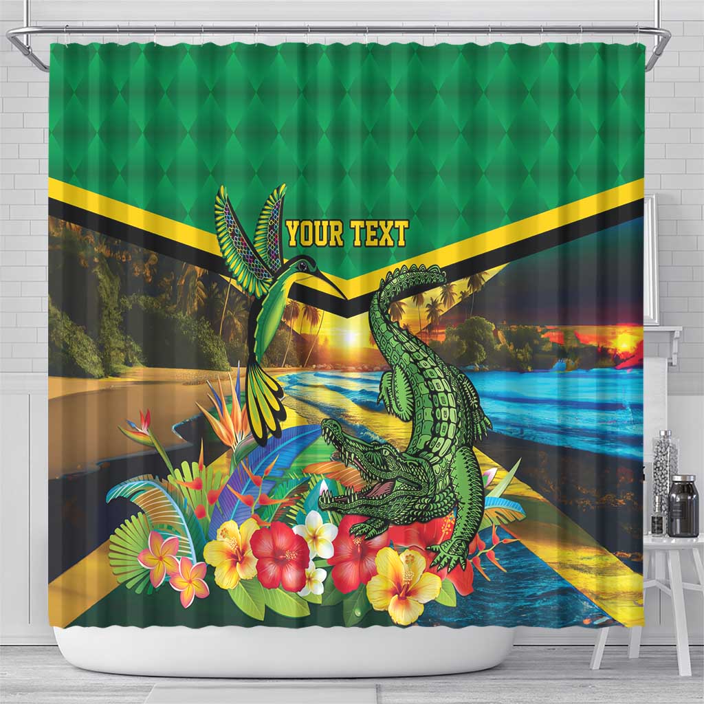 Jamaica Hummingbird and Crocodiles Personalized Shower Curtain LT9