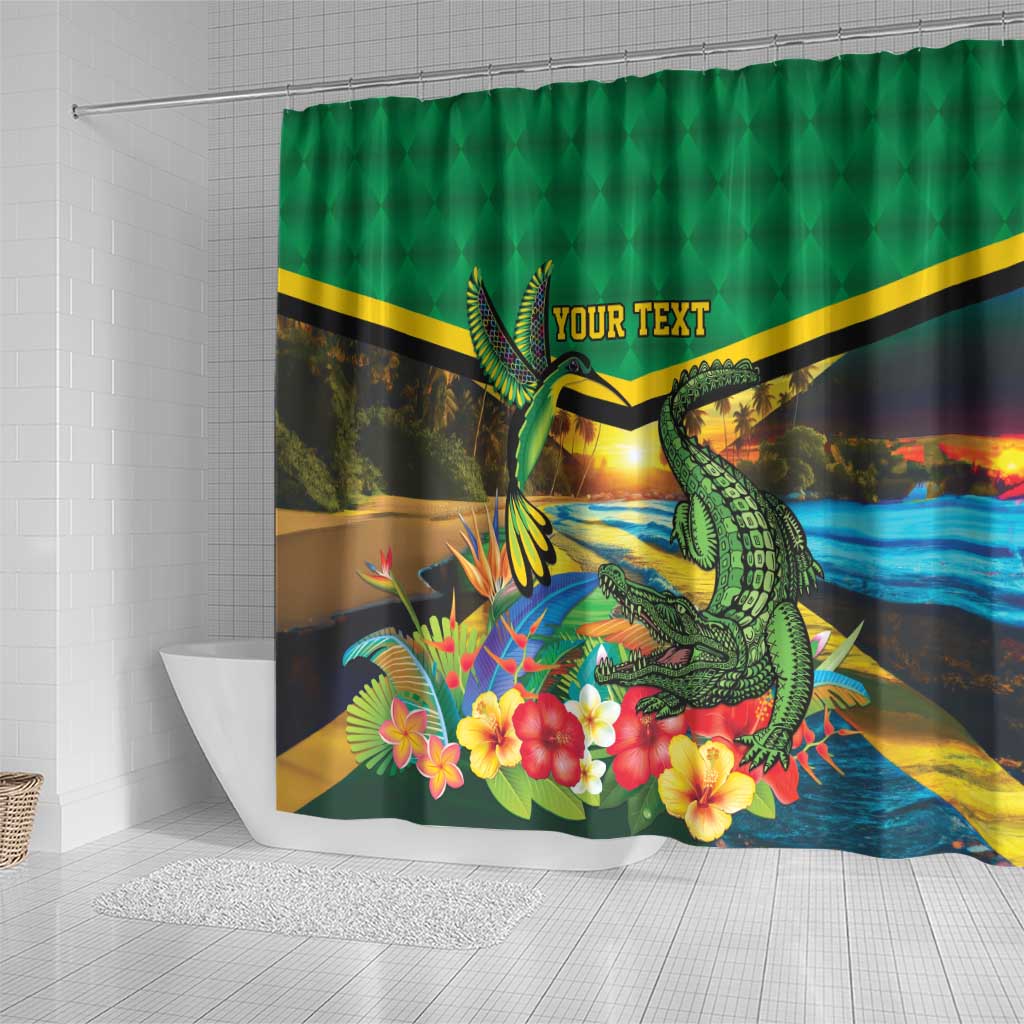 Jamaica Hummingbird and Crocodiles Personalized Shower Curtain LT9