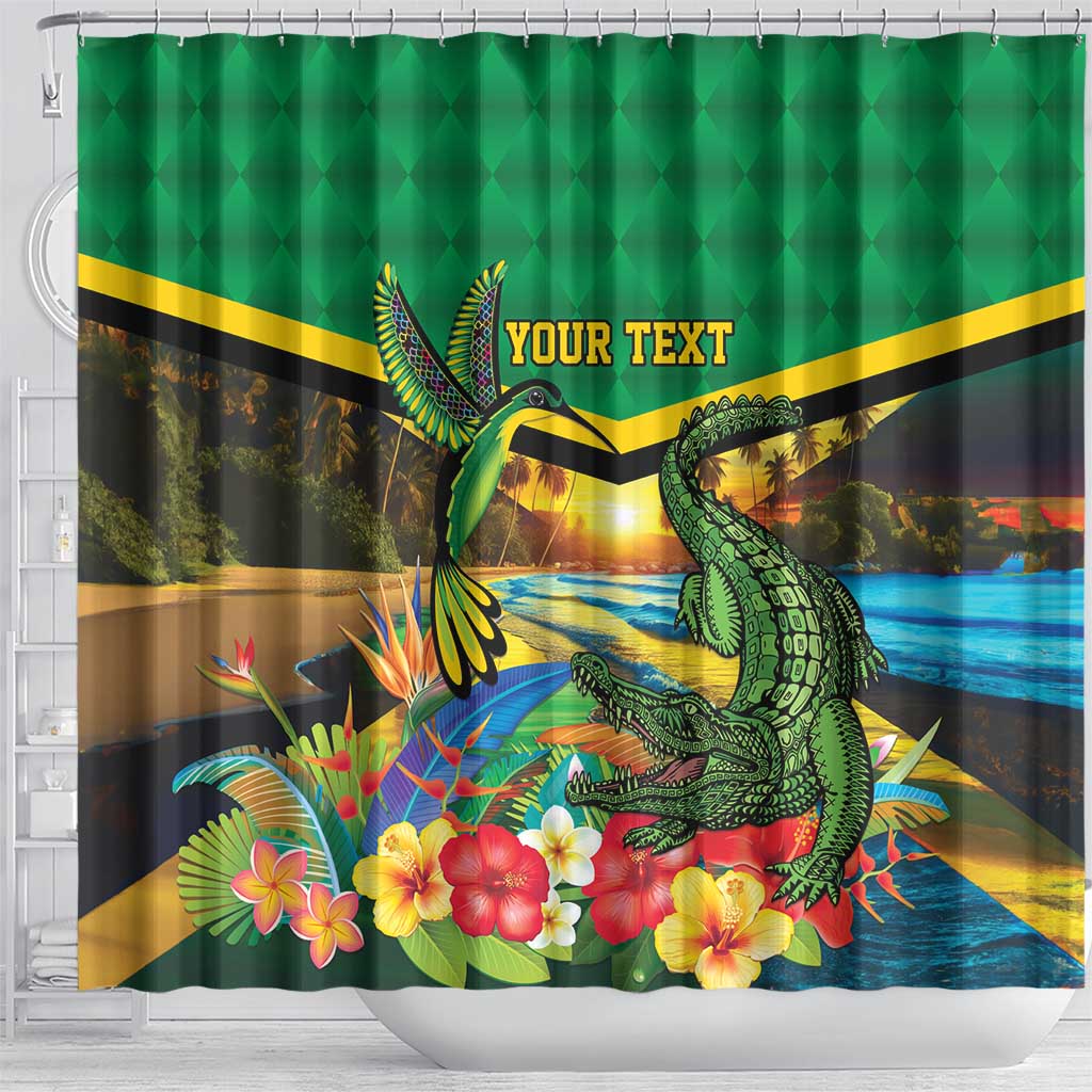Jamaica Hummingbird and Crocodiles Personalized Shower Curtain LT9