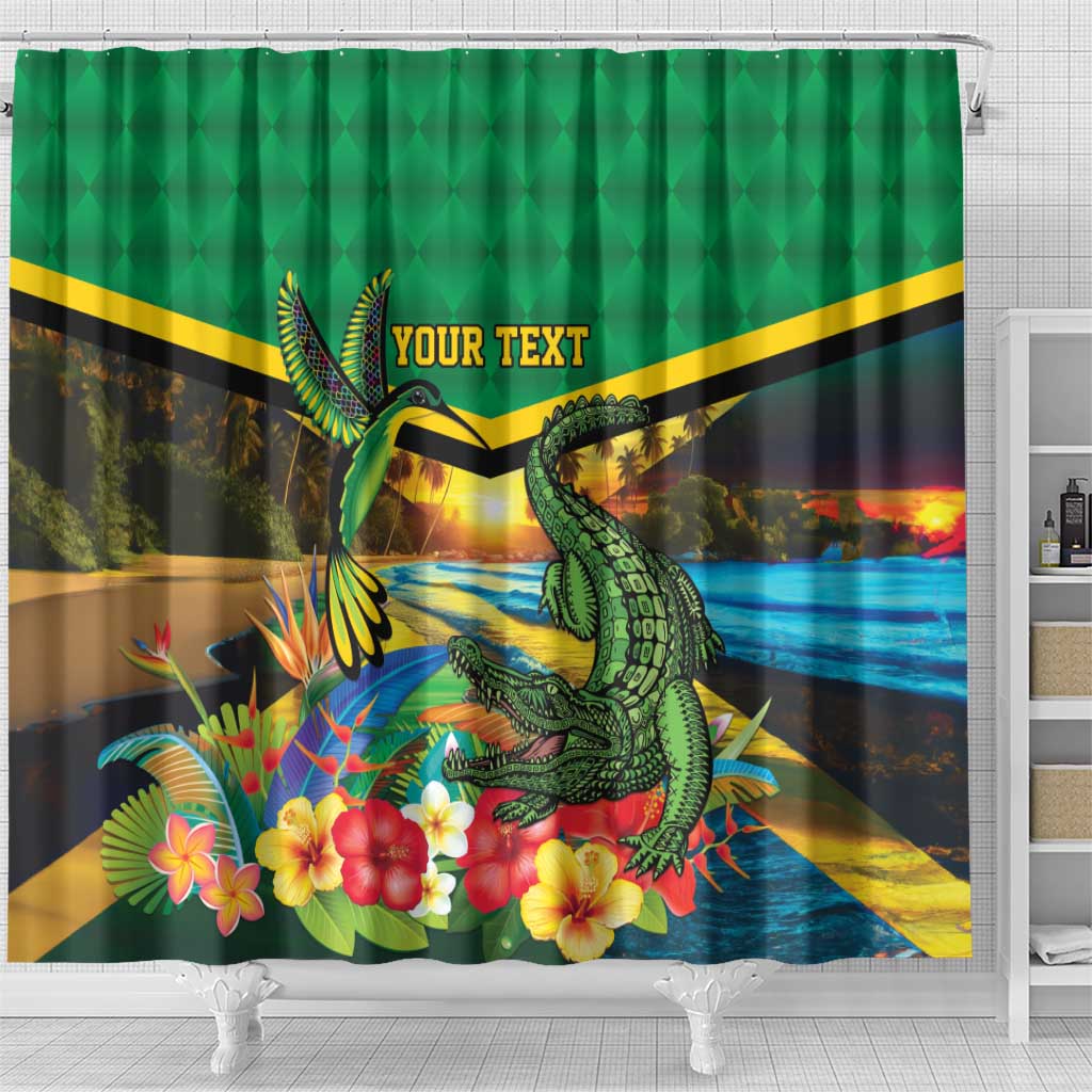Jamaica Hummingbird and Crocodiles Personalized Shower Curtain LT9