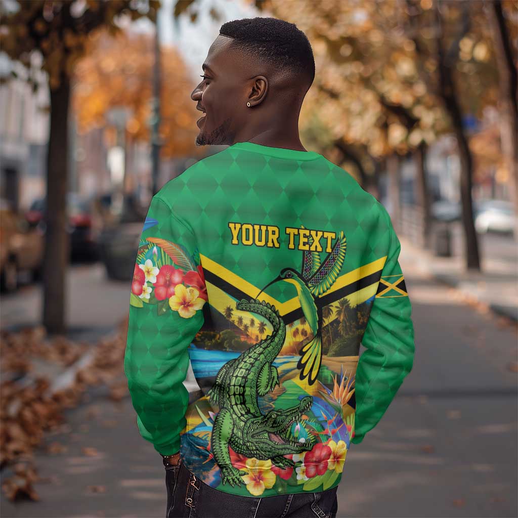 African Jamaica Personalized Sweatshirt Hummingbird and Crocodiles Tropical LT9