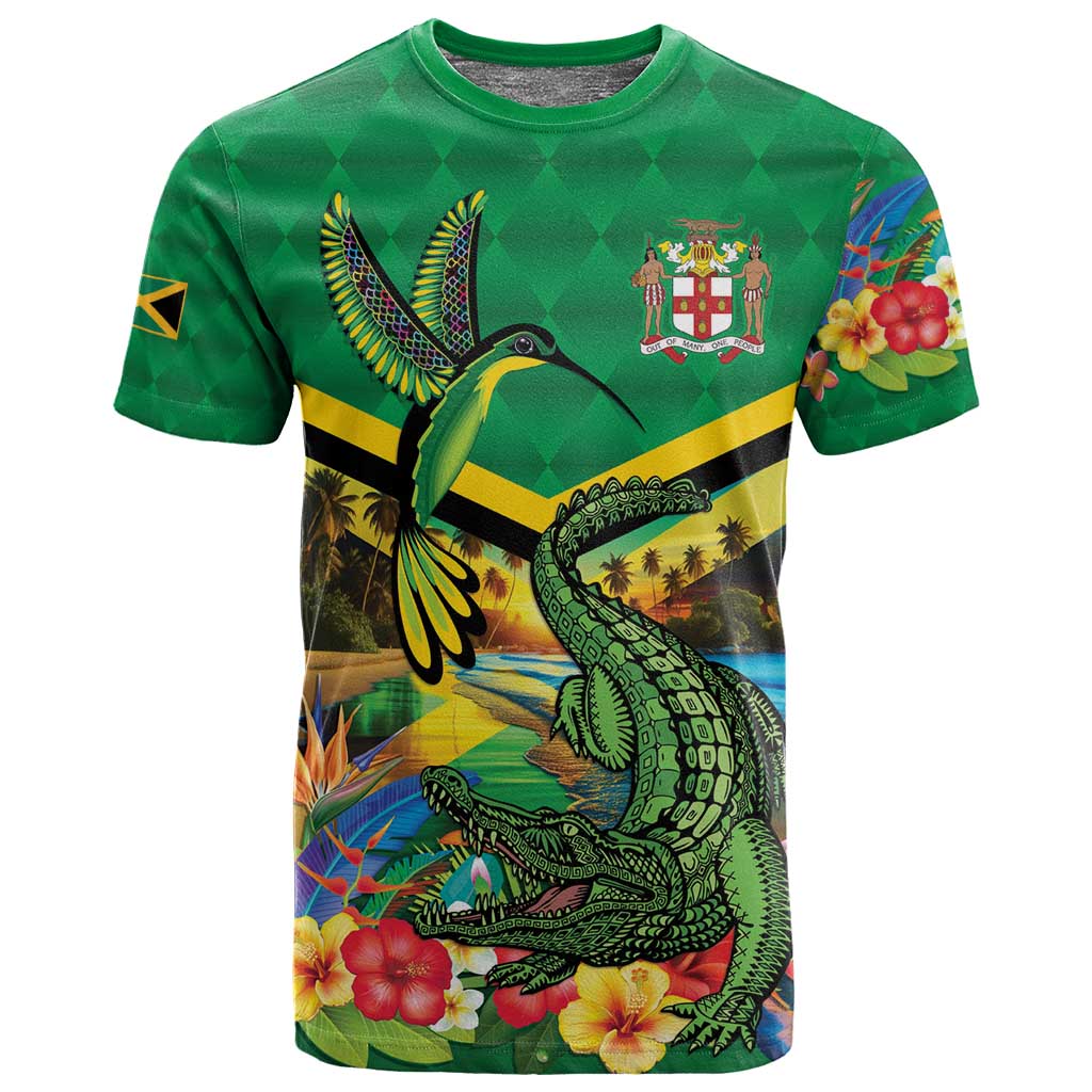 African Jamaica Personalized T shirt Hummingbird and Crocodiles Tropical LT9