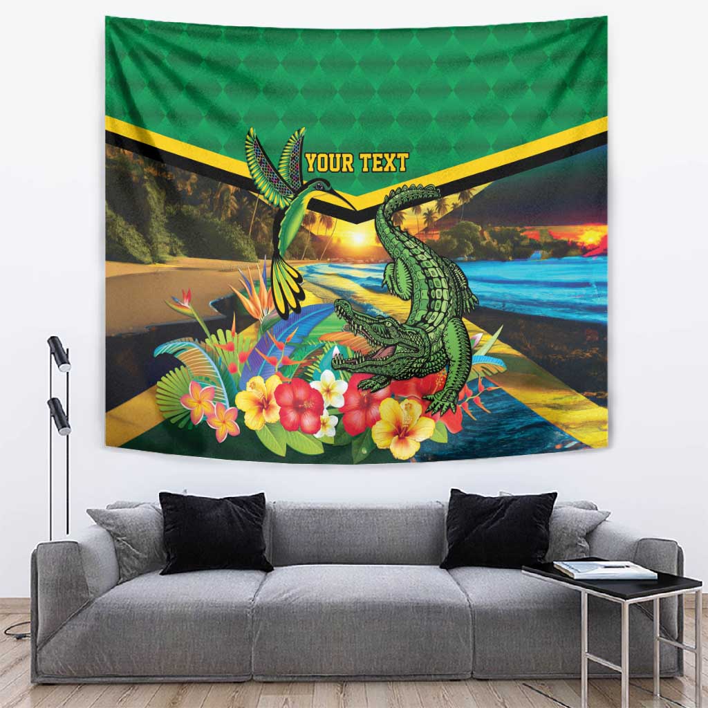 African Jamaica Personalized Tapestry Hummingbird and Crocodiles Tropical LT9