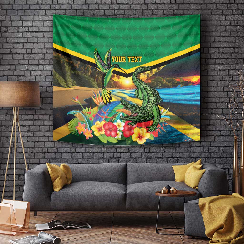 African Jamaica Personalized Tapestry Hummingbird and Crocodiles Tropical LT9
