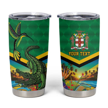African Jamaica Personalized Tumbler Cup Hummingbird and Crocodiles Tropical LT9