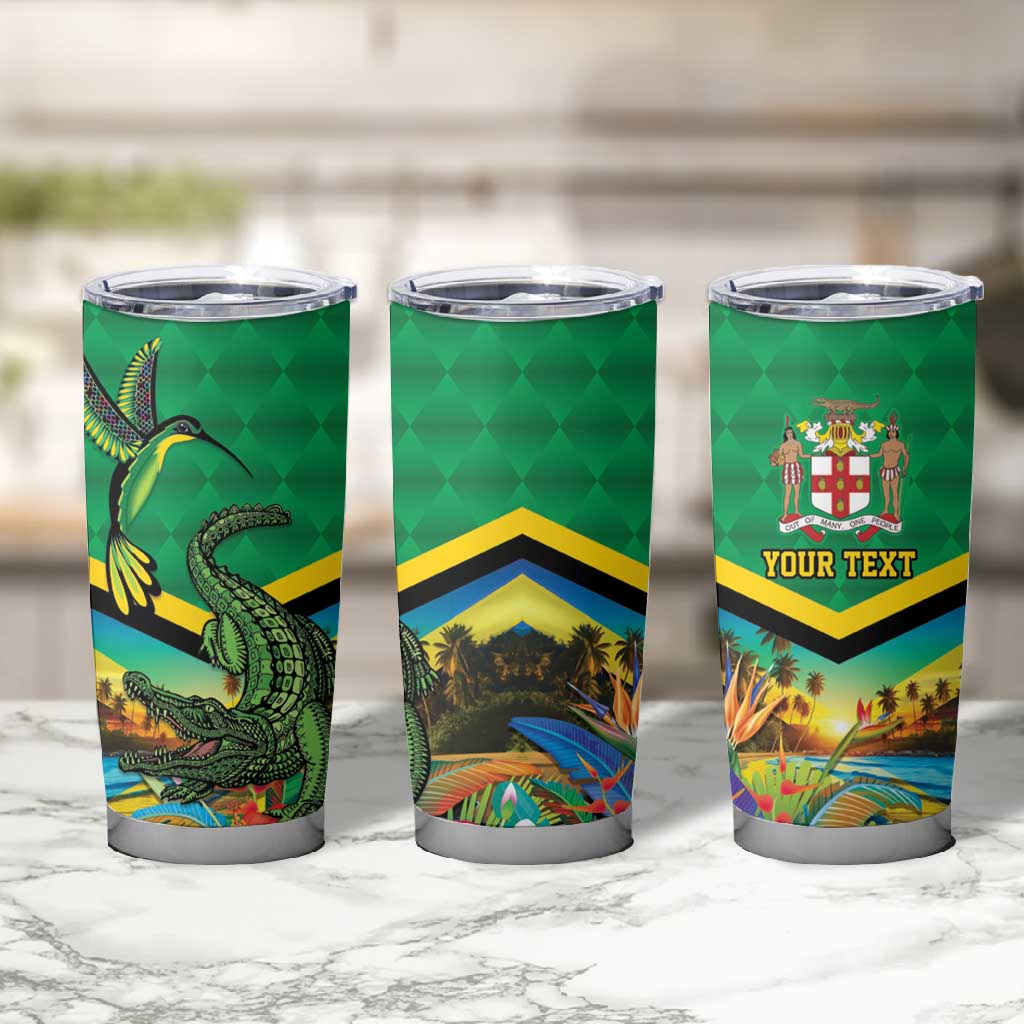 African Jamaica Personalized Tumbler Cup Hummingbird and Crocodiles Tropical LT9
