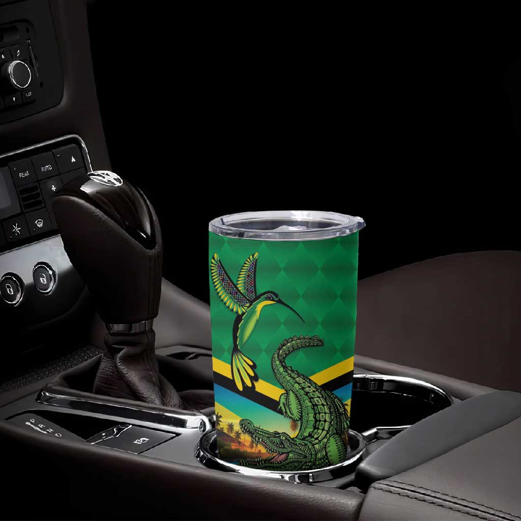African Jamaica Personalized Tumbler Cup Hummingbird and Crocodiles Tropical LT9