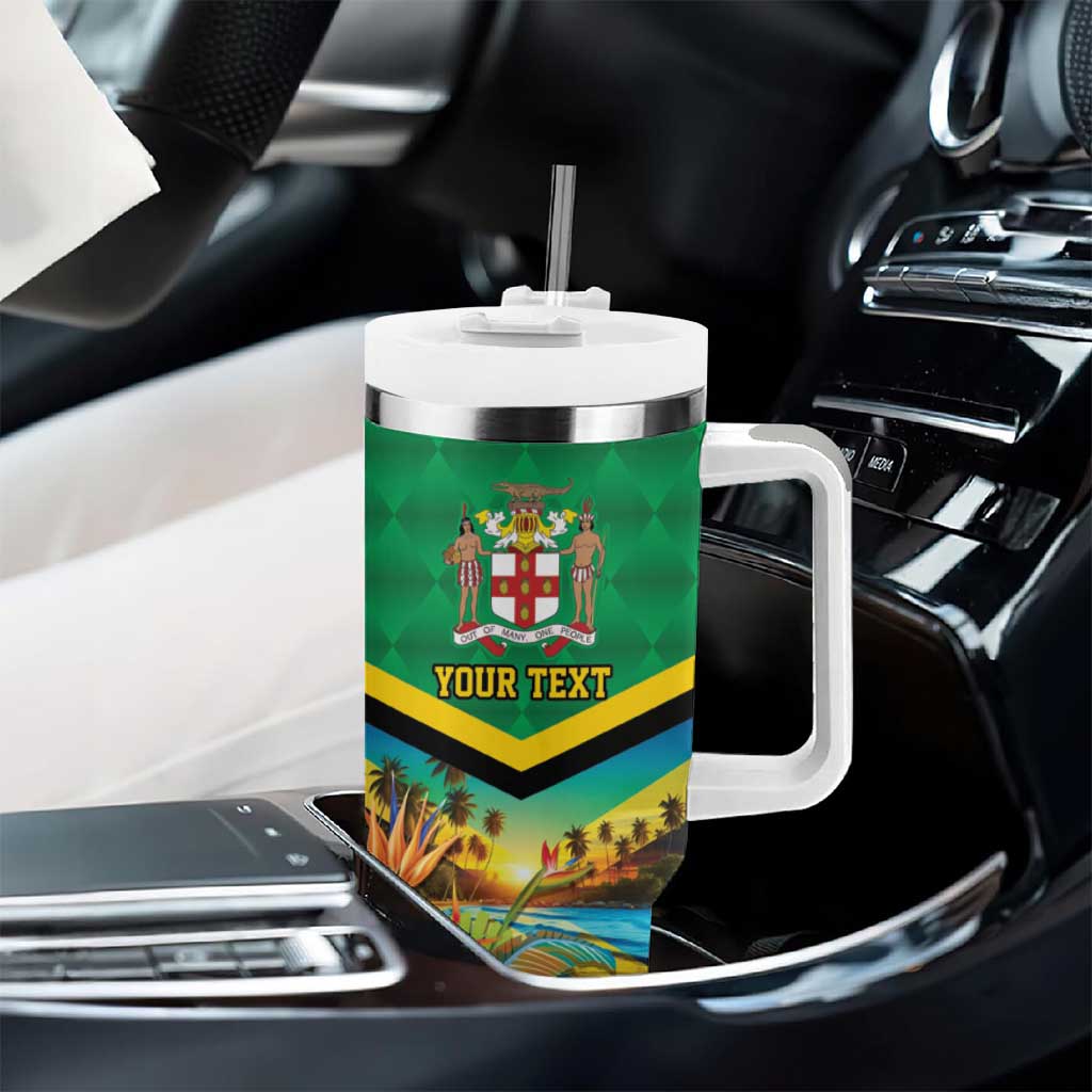 African Jamaica Personalized Tumbler With Handle Hummingbird and Crocodiles Tropical LT9