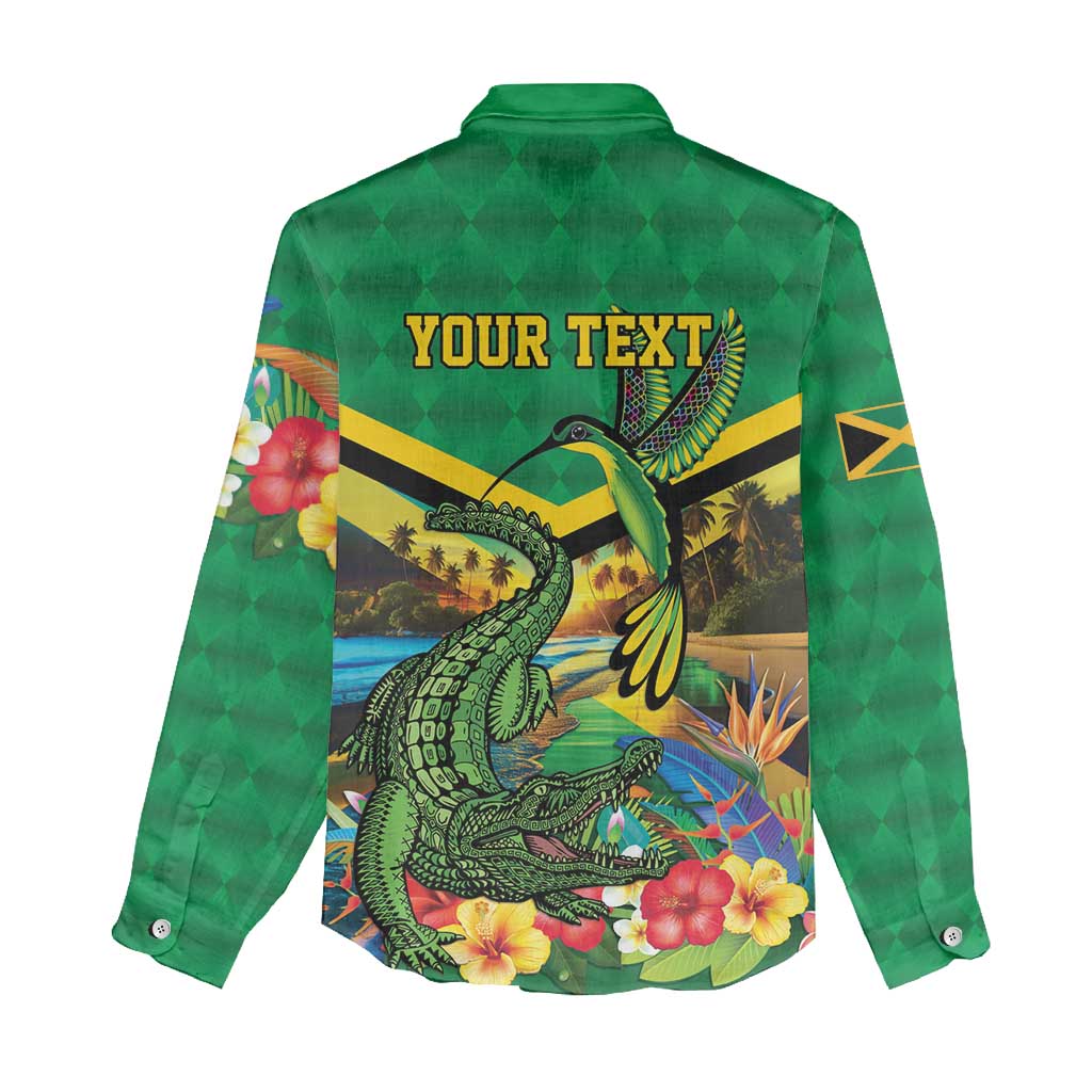 African Jamaica Personalized Women Casual Shirt Hummingbird and Crocodiles Tropical LT9