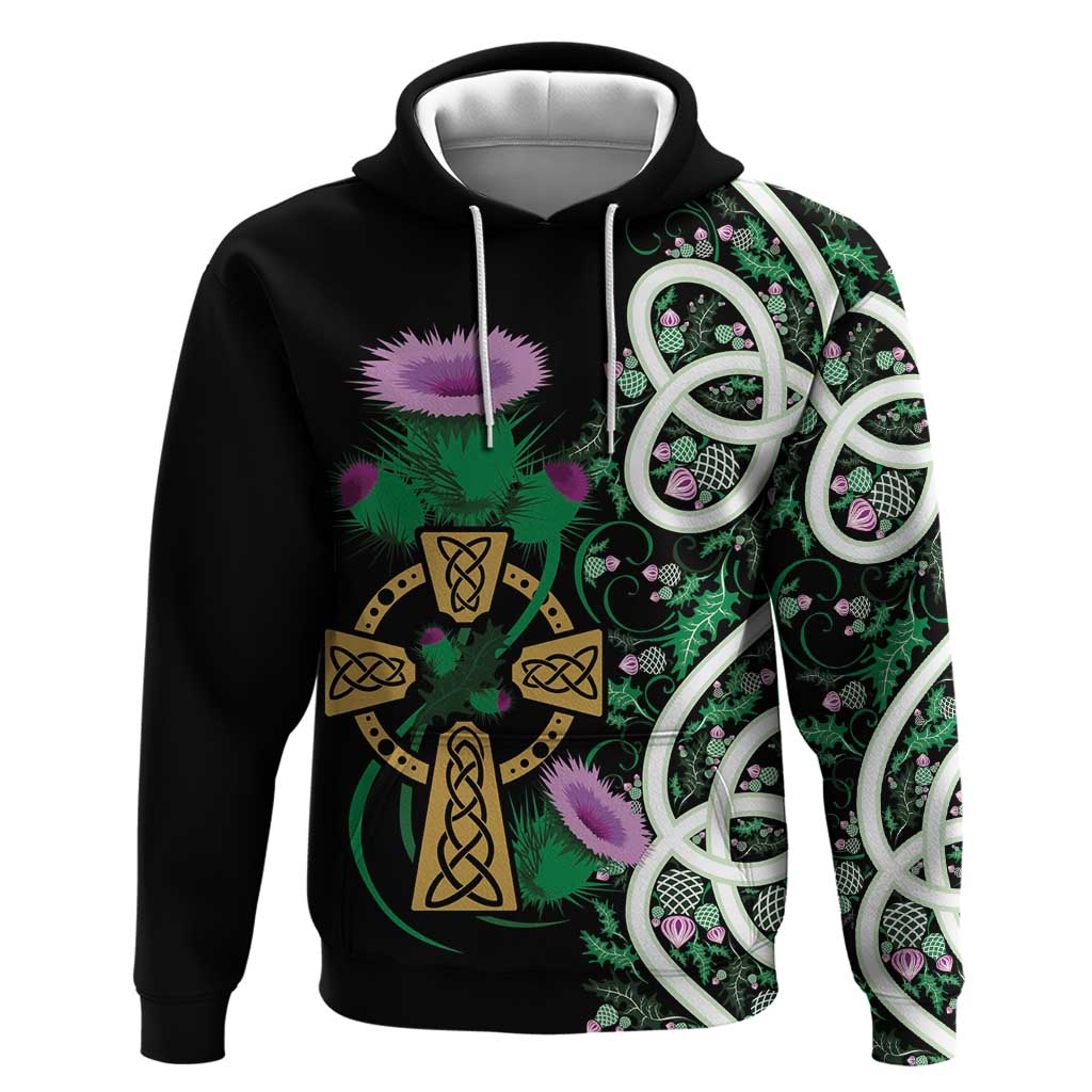 Scottish Celtic Cross Thistle Flowers Hoodie LT9