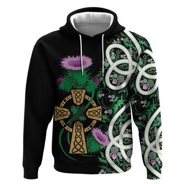 Scottish Celtic Cross Thistle Flowers Hoodie LT9