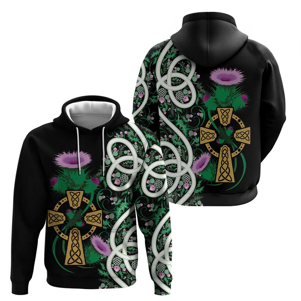 Scottish Celtic Cross Thistle Flowers Hoodie LT9